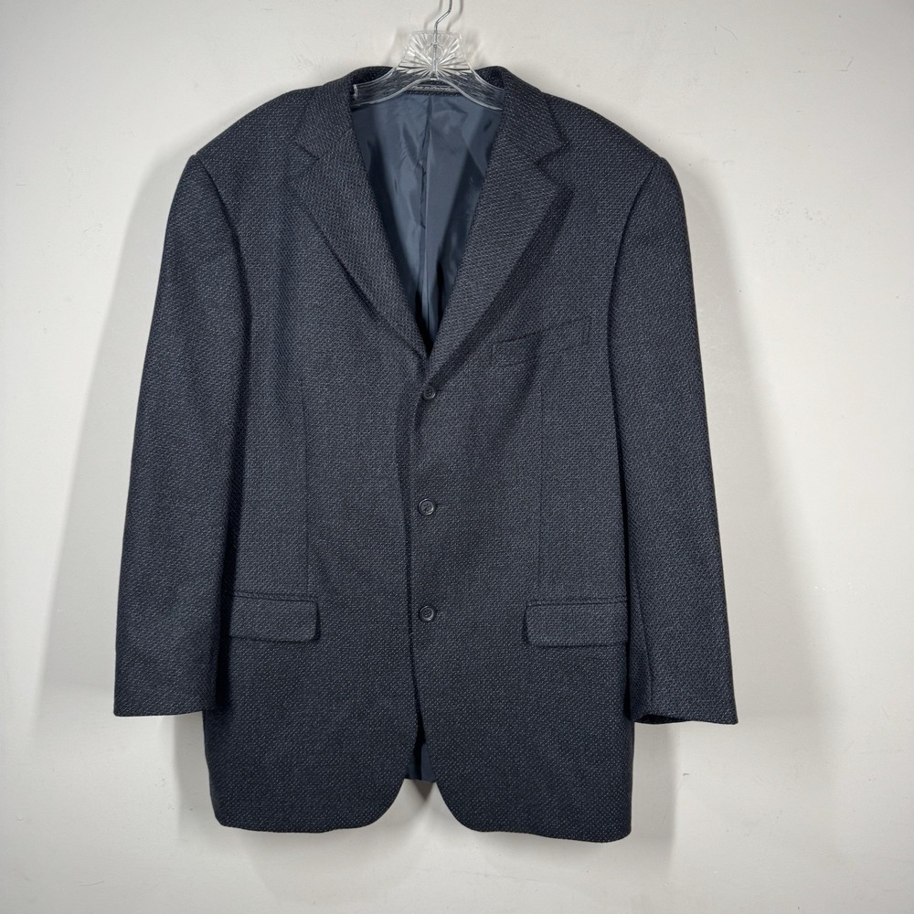 Ermenegildo Zegna Soft Wool Cashmere Blazer Jacket Mens Sz US 44 Reg Black Blue